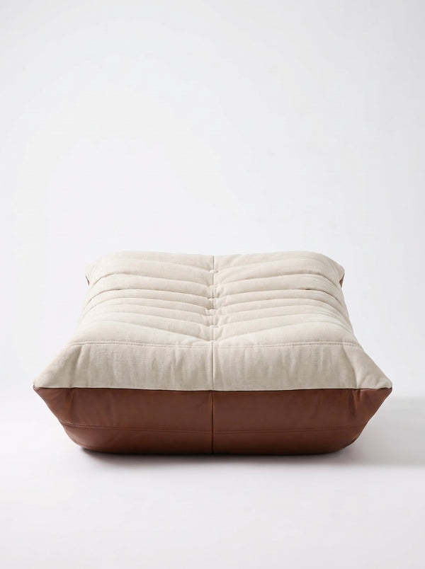 Ottoman Relax Composé | Cuir Véritable & Lin