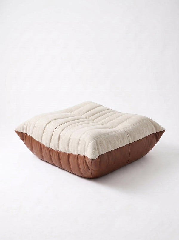 Ottoman Relax Composé | Cuir Véritable & Lin