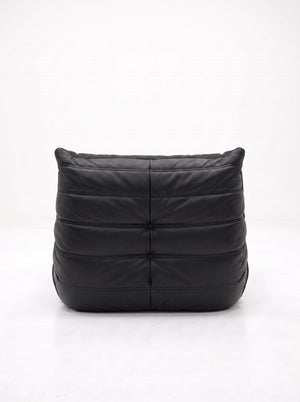 Fauteuil Relax Composé Minuit – Cuir Véritable et Lin, Édition Noire