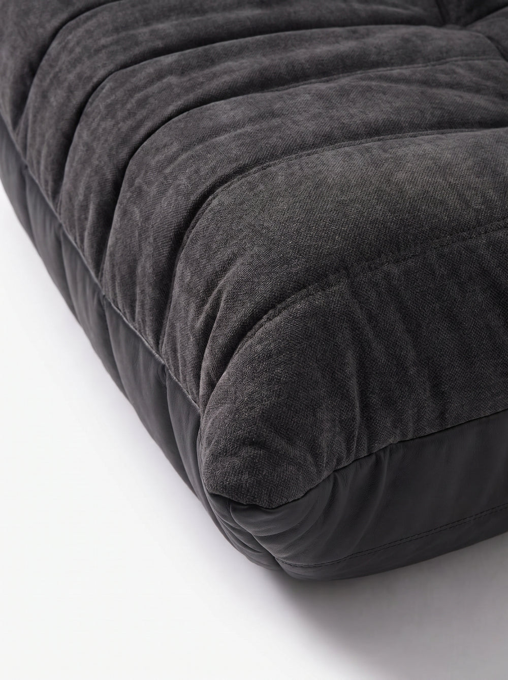 Leather & Linen Relax Ottoman – Midnight