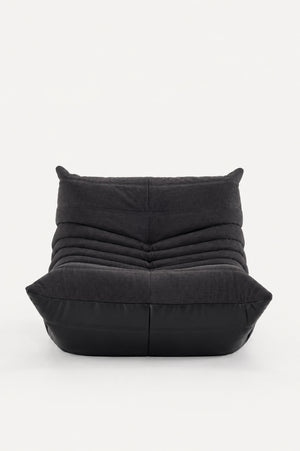 Fauteuil Relax Composé Minuit – Cuir Véritable et Lin, Édition Noire
