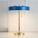 Lampe de Bureau Dorée & Bleue – Design Élégant, Métal, Interrupteur Rétro.