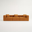 Canapé 3 Places – Velours Côtelé Sablé & Design Cubique