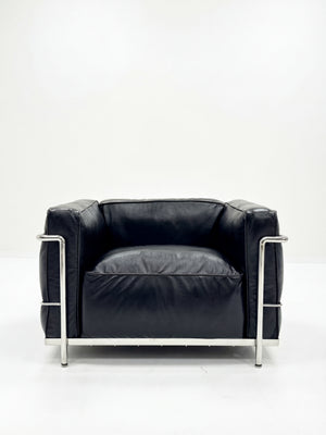 Fauteuil Grand Confort Moderniste – Cuir Véritable & Structure Chromée